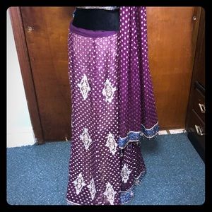 Purple and blue lehenga